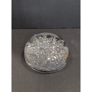 VTG Cristal France Snowflake Clear Paperweight Genuine Lead Crystal Paperweight